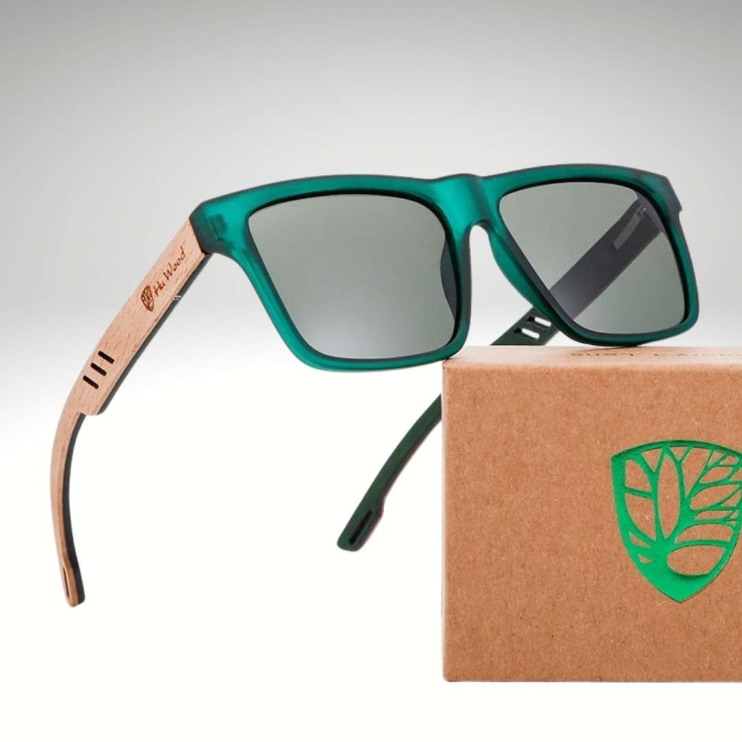 Occhiali da sole in legno polarizzati da uomo con design quadrato