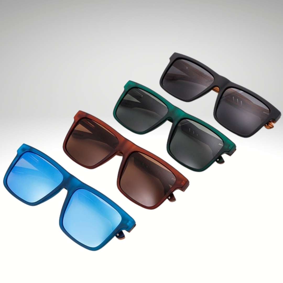 Occhiali da sole in legno polarizzati da uomo con design quadrato