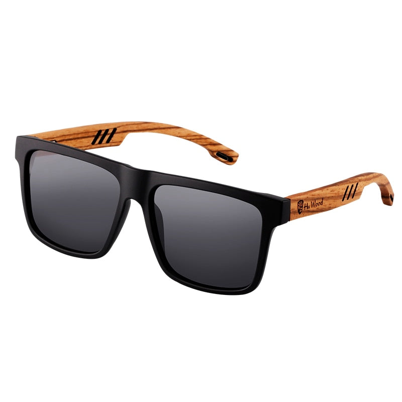 Occhiali da sole in legno polarizzati da uomo con design quadrato