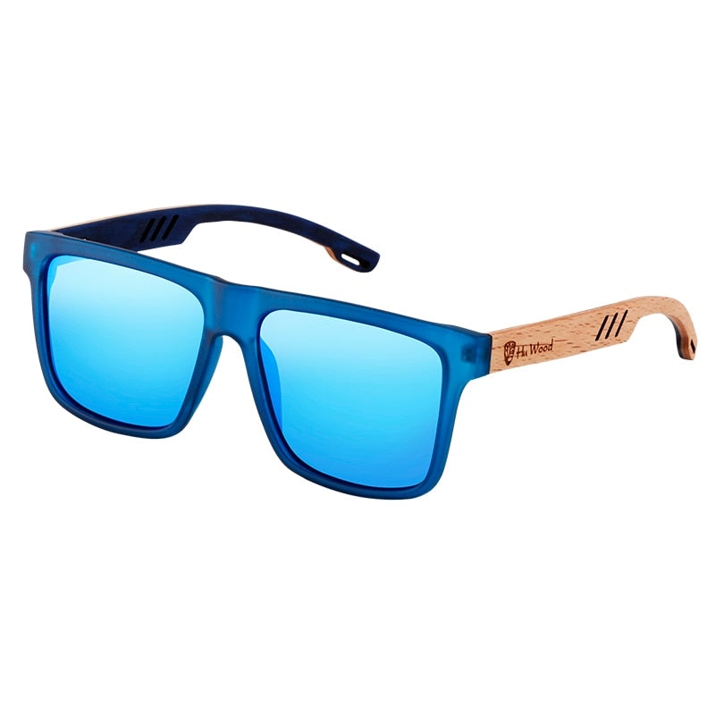 Occhiali da sole in legno polarizzati da uomo con design quadrato