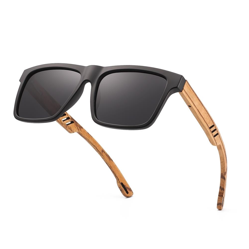 Occhiali da sole in legno polarizzati da uomo con design quadrato
