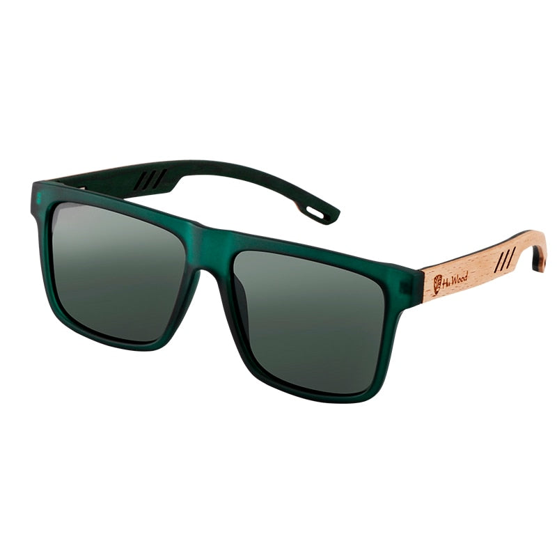 Occhiali da sole in legno polarizzati da uomo con design quadrato